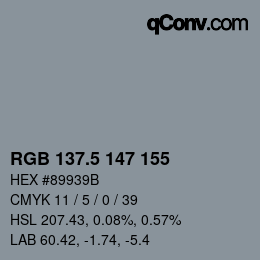Color code: RGB 137.5 147 155 | qconv.com
