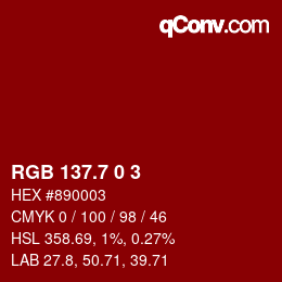 カラーコード: RGB 137.7 0 3 | qconv.com