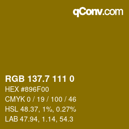 カラーコード: RGB 137.7 111 0 | qconv.com