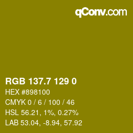 カラーコード: RGB 137.7 129 0 | qconv.com