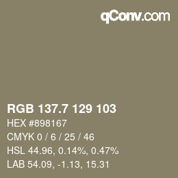 カラーコード: RGB 137.7 129 103 | qconv.com