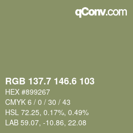 カラーコード: RGB 137.7 146.6 103 | qconv.com