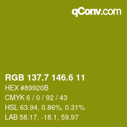 カラーコード: RGB 137.7 146.6 11 | qconv.com