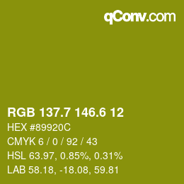 カラーコード: RGB 137.7 146.6 12 | qconv.com
