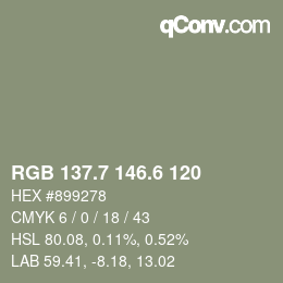 カラーコード: RGB 137.7 146.6 120 | qconv.com