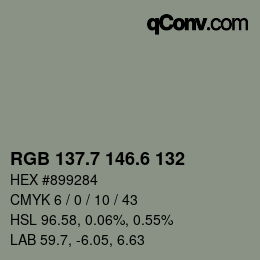 カラーコード: RGB 137.7 146.6 132 | qconv.com