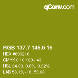 カラーコード: RGB 137.7 146.6 16 | qconv.com