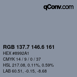 カラーコード: RGB 137.7 146.6 161 | qconv.com