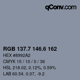カラーコード: RGB 137.7 146.6 162 | qconv.com