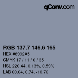 カラーコード: RGB 137.7 146.6 165 | qconv.com