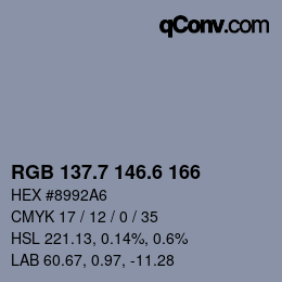 カラーコード: RGB 137.7 146.6 166 | qconv.com