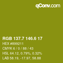 カラーコード: RGB 137.7 146.6 17 | qconv.com