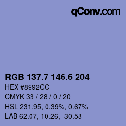 カラーコード: RGB 137.7 146.6 204 | qconv.com