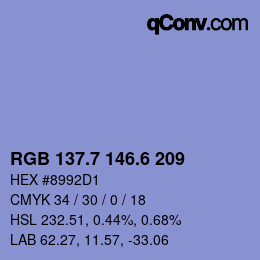 カラーコード: RGB 137.7 146.6 209 | qconv.com