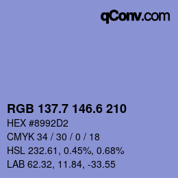 カラーコード: RGB 137.7 146.6 210 | qconv.com
