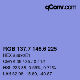 カラーコード: RGB 137.7 146.6 225 | qconv.com