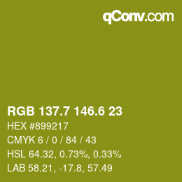 カラーコード: RGB 137.7 146.6 23 | qconv.com