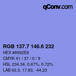 カラーコード: RGB 137.7 146.6 232 | qconv.com