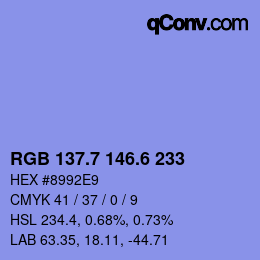 カラーコード: RGB 137.7 146.6 233 | qconv.com