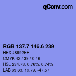 カラーコード: RGB 137.7 146.6 239 | qconv.com