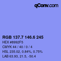 カラーコード: RGB 137.7 146.6 245 | qconv.com