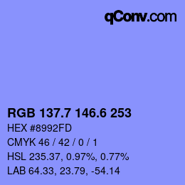 カラーコード: RGB 137.7 146.6 253 | qconv.com
