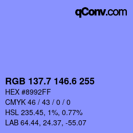 カラーコード: RGB 137.7 146.6 255 | qconv.com