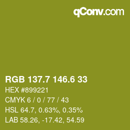 カラーコード: RGB 137.7 146.6 33 | qconv.com