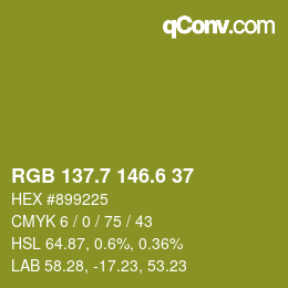 カラーコード: RGB 137.7 146.6 37 | qconv.com