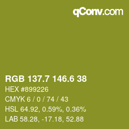 カラーコード: RGB 137.7 146.6 38 | qconv.com