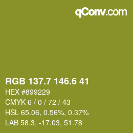 カラーコード: RGB 137.7 146.6 41 | qconv.com