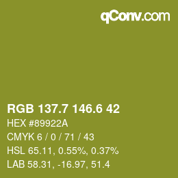 カラーコード: RGB 137.7 146.6 42 | qconv.com