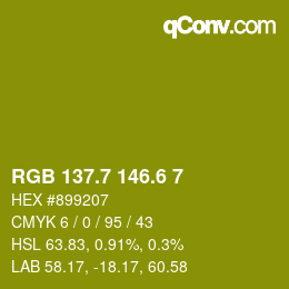 カラーコード: RGB 137.7 146.6 7 | qconv.com