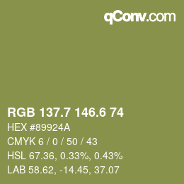 カラーコード: RGB 137.7 146.6 74 | qconv.com