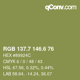 カラーコード: RGB 137.7 146.6 76 | qconv.com