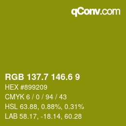 カラーコード: RGB 137.7 146.6 9 | qconv.com