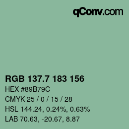 カラーコード: RGB 137.7 183 156 | qconv.com