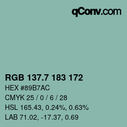 カラーコード: RGB 137.7 183 172 | qconv.com