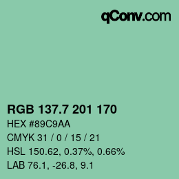 カラーコード: RGB 137.7 201 170 | qconv.com