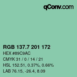 カラーコード: RGB 137.7 201 172 | qconv.com
