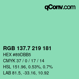 カラーコード: RGB 137.7 219 181 | qconv.com