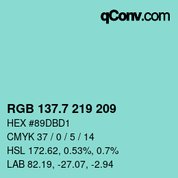 カラーコード: RGB 137.7 219 209 | qconv.com