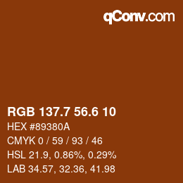 カラーコード: RGB 137.7 56.6 10 | qconv.com