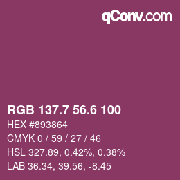 カラーコード: RGB 137.7 56.6 100 | qconv.com