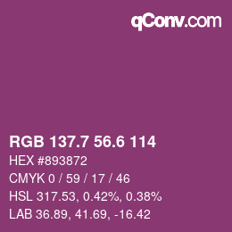カラーコード: RGB 137.7 56.6 114 | qconv.com