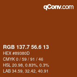 カラーコード: RGB 137.7 56.6 13 | qconv.com