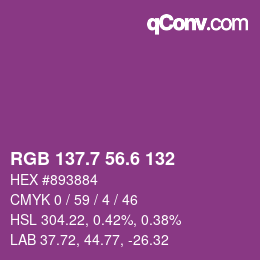 カラーコード: RGB 137.7 56.6 132 | qconv.com