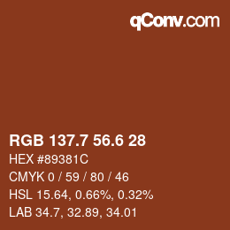 カラーコード: RGB 137.7 56.6 28 | qconv.com