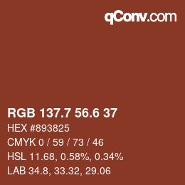 カラーコード: RGB 137.7 56.6 37 | qconv.com