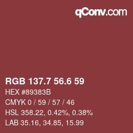 カラーコード: RGB 137.7 56.6 59 | qconv.com